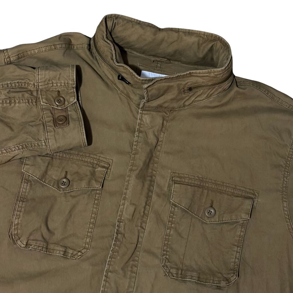 Old Navy Field Jacket Mens XXXL Tall M65 Khaki Utility Military Hidden Hood
